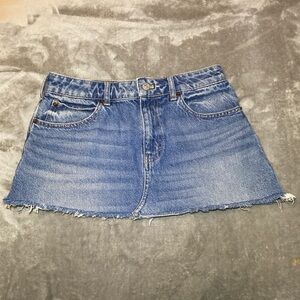 We The Free Blue Denim Mini Skirt